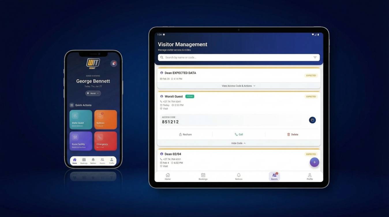 Visitor Management mobile interface